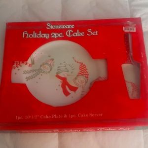 Stoneware Holiday 2 pc. Cake Set